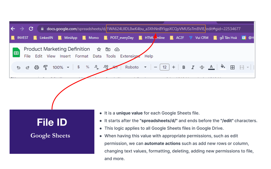 What is meaning of Google Sheets file ID in Google Drive