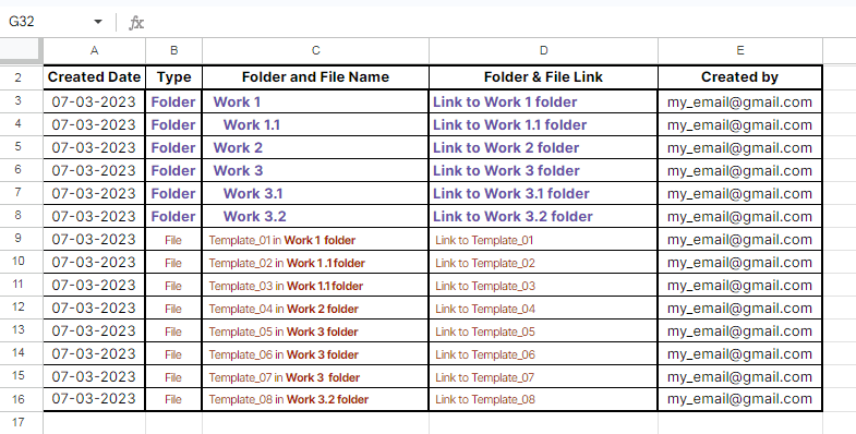 Mode 09 - Auto create folder and files add-ons - output in Google Sheets