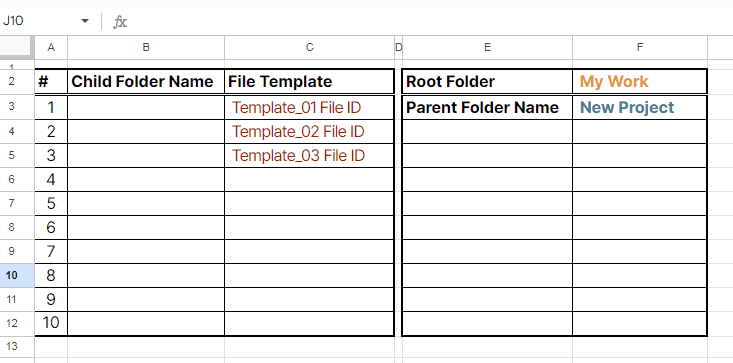 Mode 02 - Auto create folder and files add-ons - input in Google Sheets